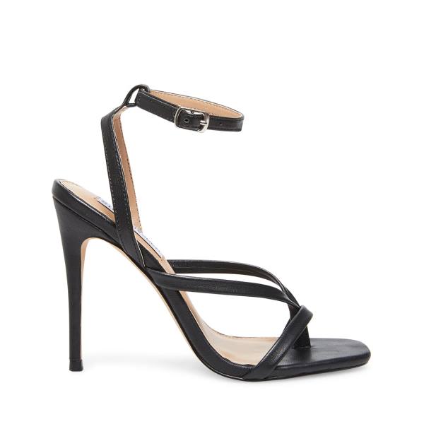 Steve Madden Amada Leather Women\'s Heels Black | SM-213UD
