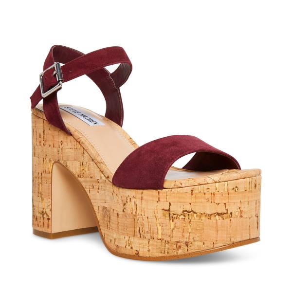 Steve Madden Amarissa Burgundy Suede Women's Heels Burgundy | SM-713EV