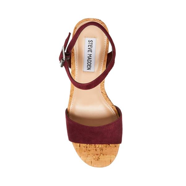 Steve Madden Amarissa Burgundy Suede Women's Heels Burgundy | SM-713EV