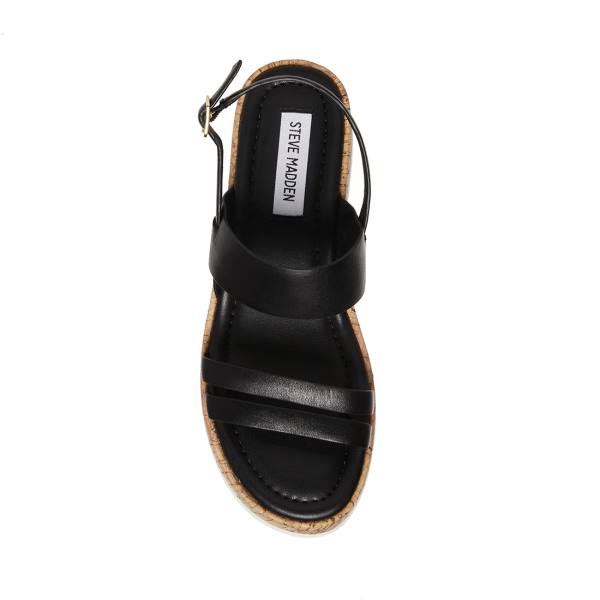 Steve Madden Athena Leather Women's Sandals Black | SM-859PA
