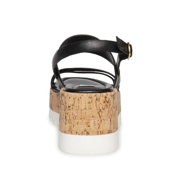 Steve Madden Athena Leather Women's Sandals Black | SM-859PA