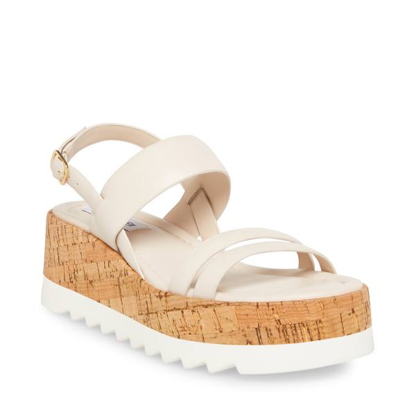 Steve Madden Athena Leather Women's Sandals White | SM-948YU