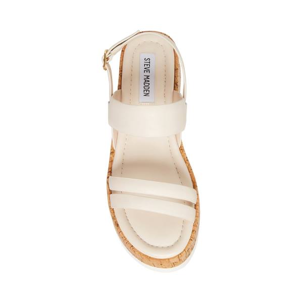 Steve Madden Athena Leather Women's Sandals White | SM-948YU
