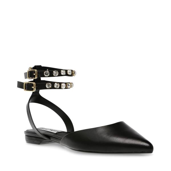 Steve Madden Ballerina Leather Women's Flat Shoes Black | SM-194JP
