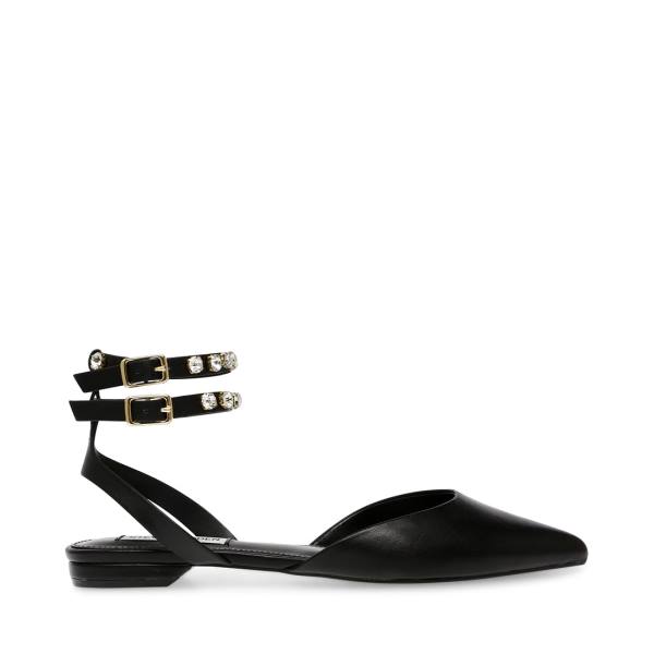 Steve Madden Ballerina Leather Women\'s Flat Shoes Black | SM-194JP