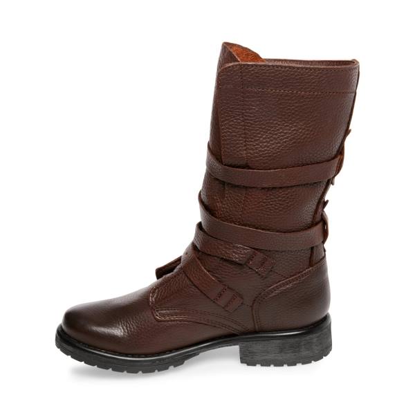 Steve Madden Banddit Leather Women's Booties Brown | SM-263NH