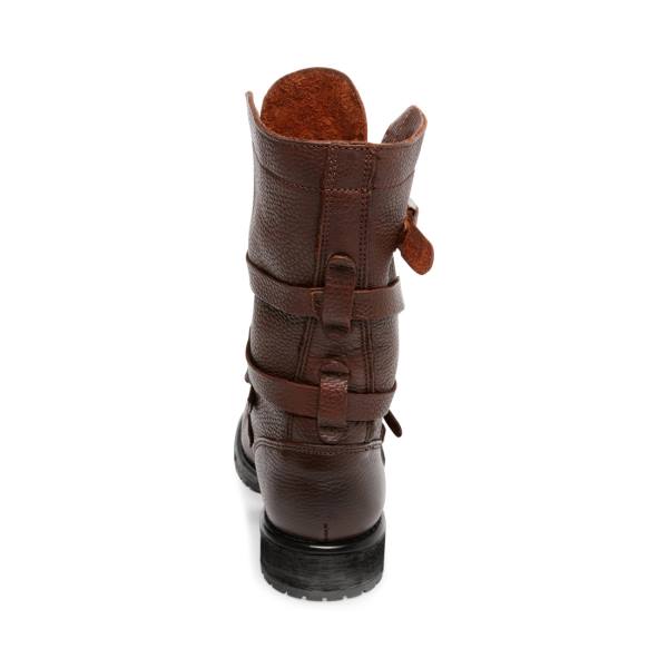 Steve Madden Banddit Leather Women's Booties Brown | SM-263NH