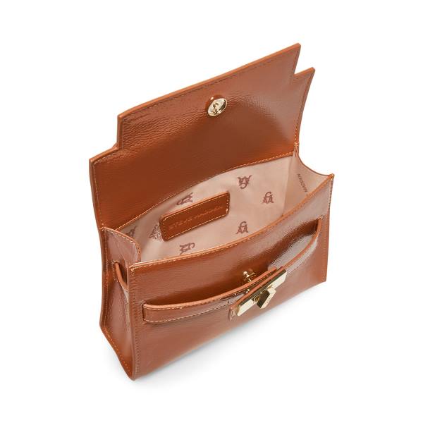 Steve Madden Bdignify Cognac Patent Women's Crossbody Bags Brown | SM-318JF