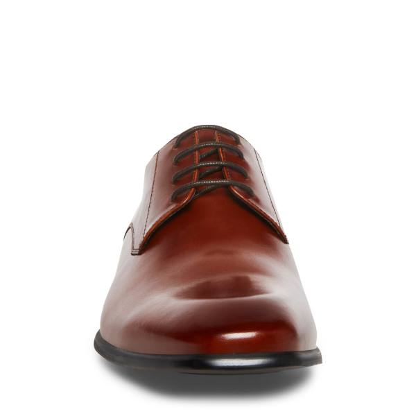 Steve Madden Beaux Cognac Leather Men's Dress Shoes Brown | SM-230VD