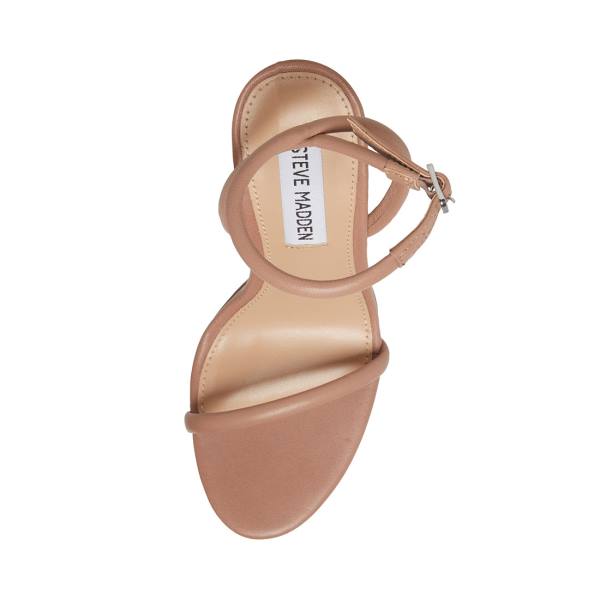 Steve Madden Becky Tan Leather Women's Heels Brown | SM-047RW