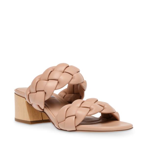 Steve Madden Beliza Tan Leather Women's Heels Beige | SM-463QV