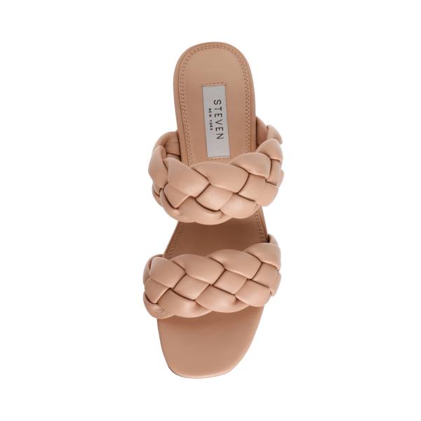 Steve Madden Beliza Tan Leather Women's Heels Beige | SM-463QV