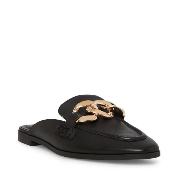 Steve Madden Cally Leather Women's Flat Shoes Black | SM-640TQ