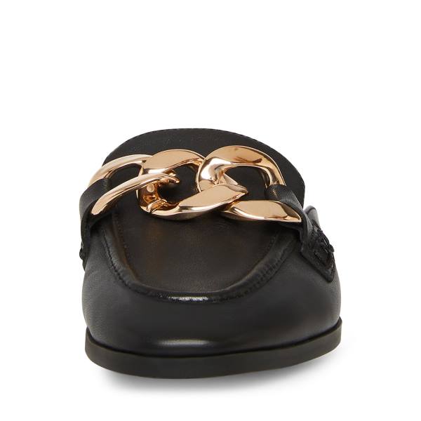 Steve Madden Cally Leather Women's Flat Shoes Black | SM-640TQ