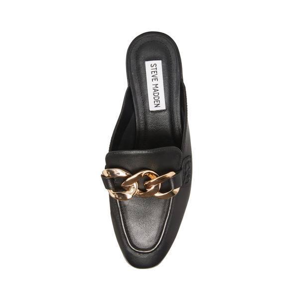 Steve Madden Cally Leather Women's Flat Shoes Black | SM-640TQ