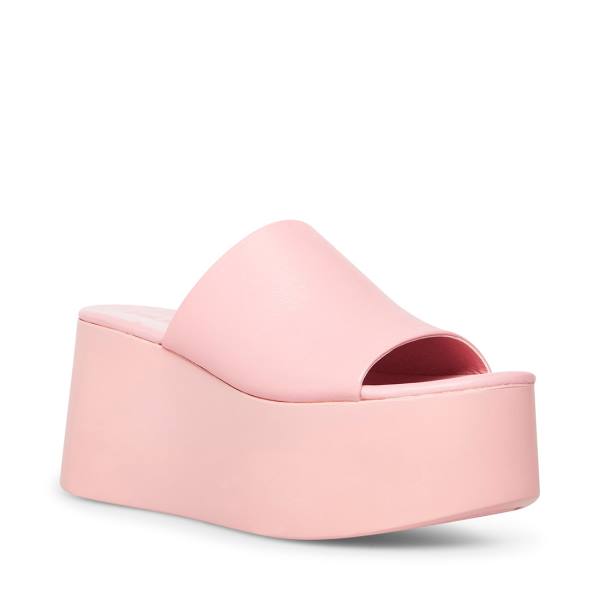 Steve Madden Christa Leather Women's Sandals Pink | SM-465RB