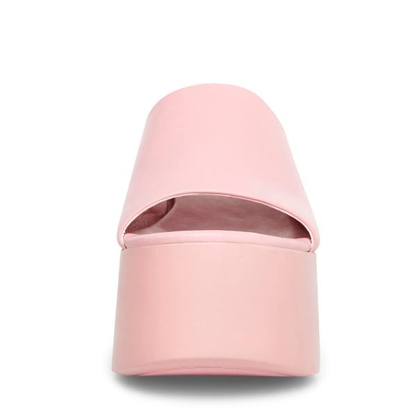 Steve Madden Christa Leather Women's Sandals Pink | SM-465RB