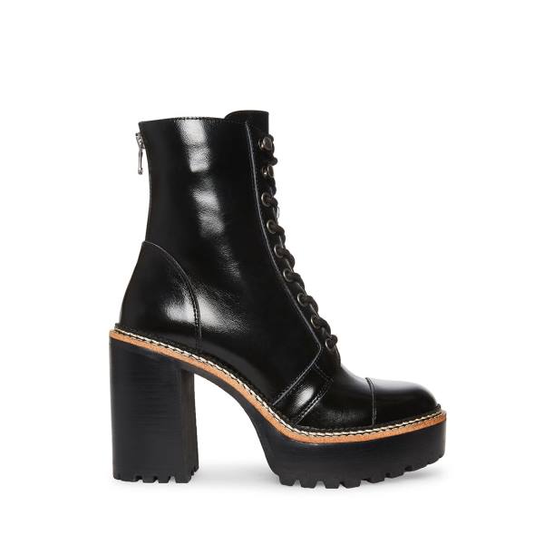 Steve Madden Core Leather Women\'s Booties Black | SM-653UI