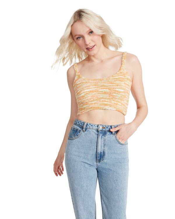 Steve Madden Cozy Knit Tank Women's Tops Orange | SM-831VU