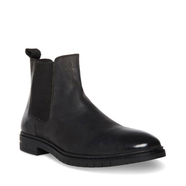 Steve Madden Crawford Leather Men's Boots Black | SM-591TW