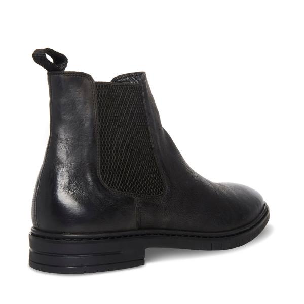 Steve Madden Crawford Leather Men's Boots Black | SM-591TW