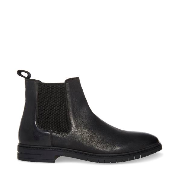 Steve Madden Crawford Leather Men\'s Boots Black | SM-591TW