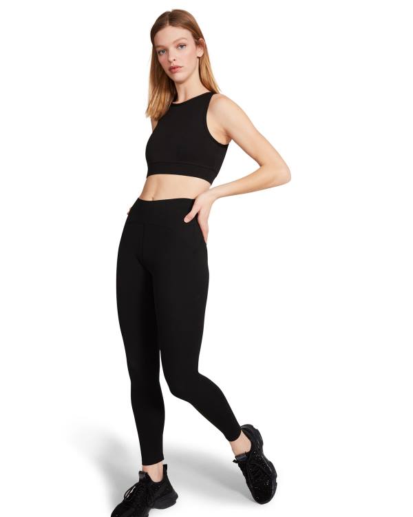Steve Madden Cropped Active Tank Women's Tops Black | SM-350EC