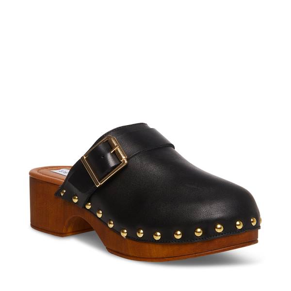 Steve Madden Dana Leather Women's Heels Black | SM-850LK