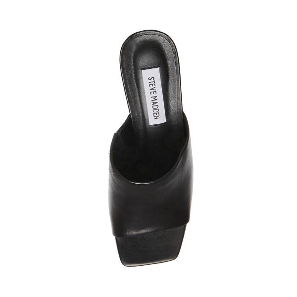 Steve Madden Dedicate Leather Women's Heels Black | SM-182AY
