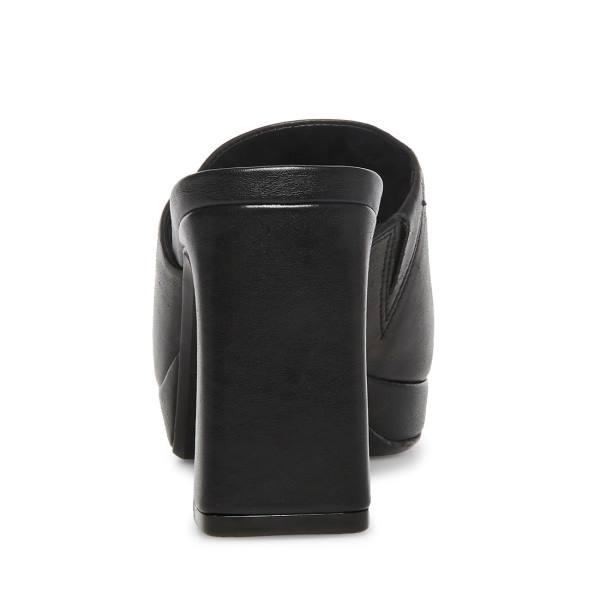 Steve Madden Dedicate Leather Women's Heels Black | SM-182AY