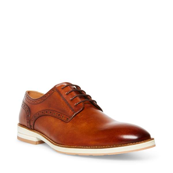 Steve Madden Derbyy Leather Men's Dress Shoes Brown | SM-359RH