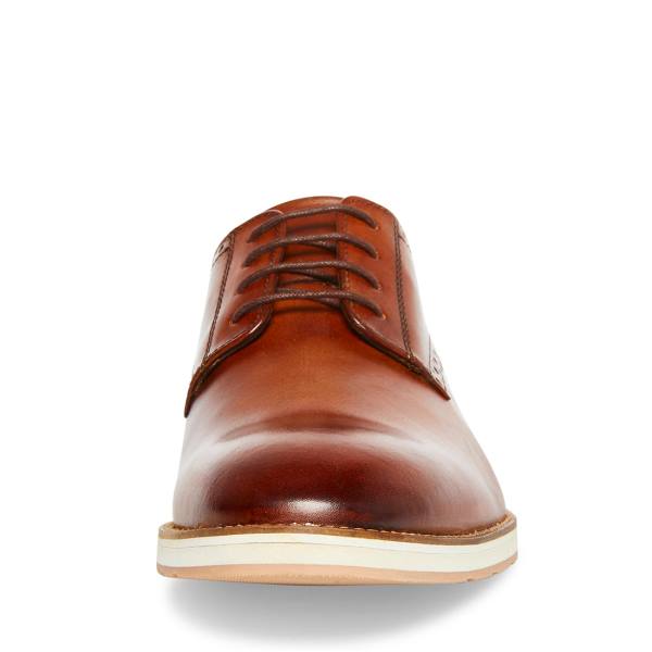 Steve Madden Derbyy Leather Men's Dress Shoes Brown | SM-359RH