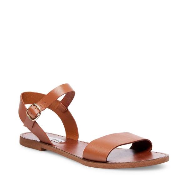 Steve Madden Donddi Tan Leather Women's Sandals Brown | SM-586KN