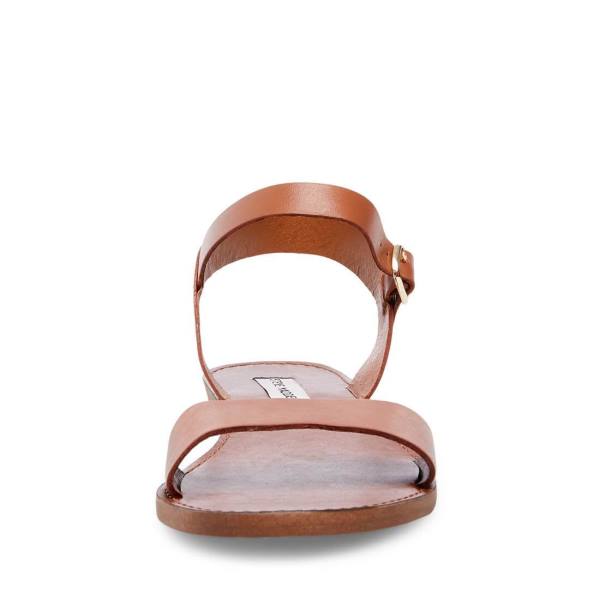 Steve Madden Donddi Tan Leather Women's Sandals Brown | SM-586KN
