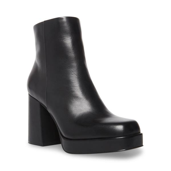 Steve Madden Edsel Leather Women's Booties Black | SM-284MK
