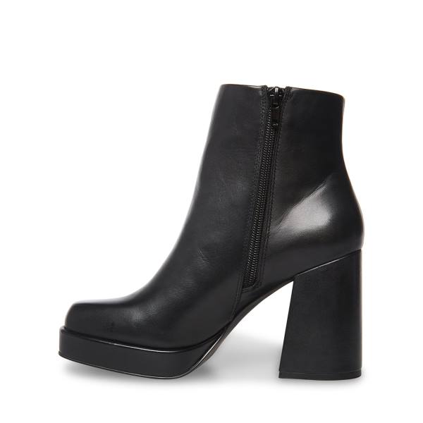 Steve Madden Edsel Leather Women's Booties Black | SM-284MK