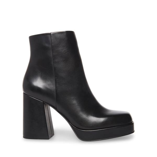 Steve Madden Edsel Leather Women\'s Booties Black | SM-284MK