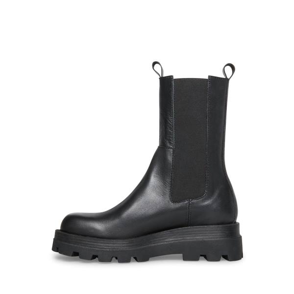 Steve Madden Explorer Leather Women's Booties Black | SM-478DH