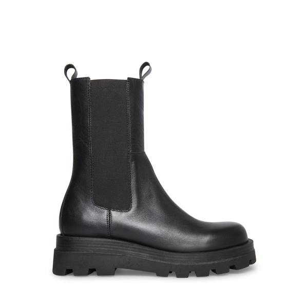 Steve Madden Explorer Leather Women\'s Booties Black | SM-478DH