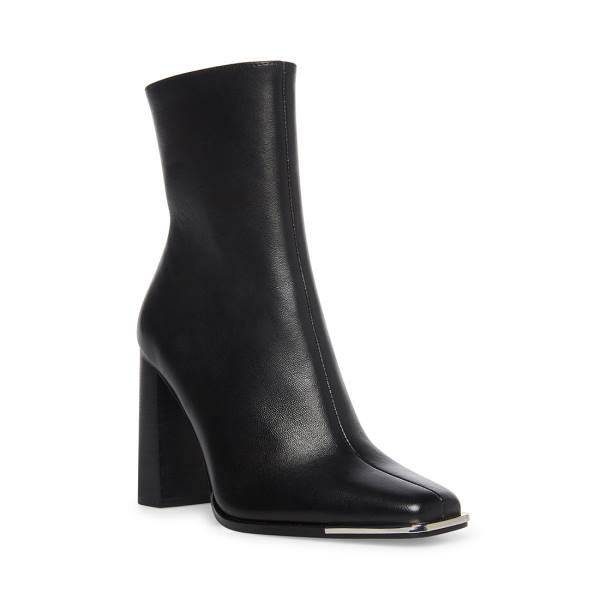 Steve Madden Falcon Leather Women's Booties Black | SM-307RD