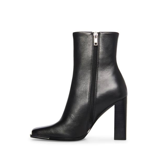 Steve Madden Falcon Leather Women's Booties Black | SM-307RD