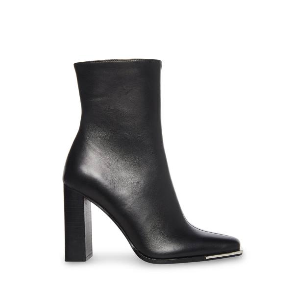 Steve Madden Falcon Leather Women\'s Booties Black | SM-307RD
