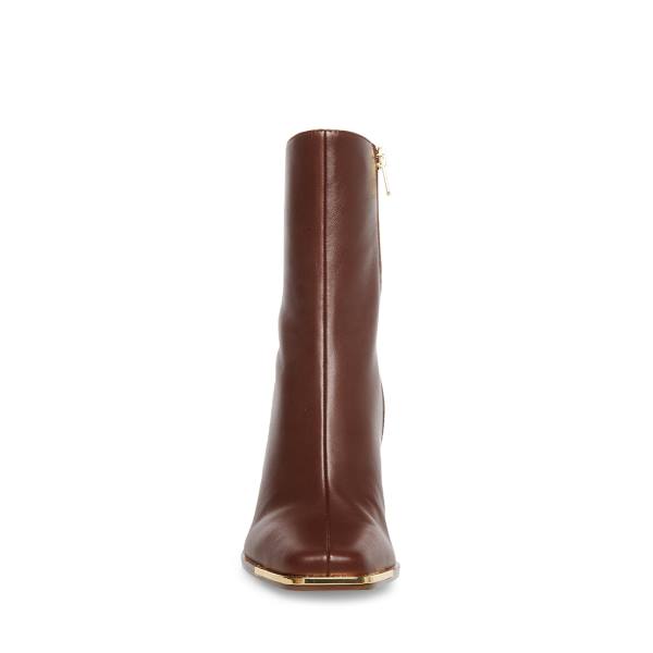 Steve Madden Falcon Leather Women's Booties Brown | SM-540UY