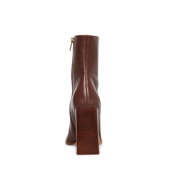 Steve Madden Falcon Leather Women's Booties Brown | SM-540UY