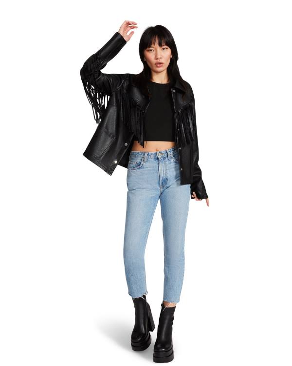 Steve Madden Fringe Women's Jackets Black | SM-275OK