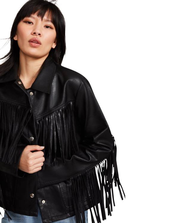Steve Madden Fringe Women's Jackets Black | SM-275OK
