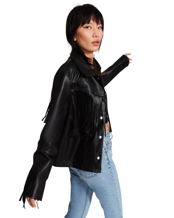 Steve Madden Fringe Women's Jackets Black | SM-275OK