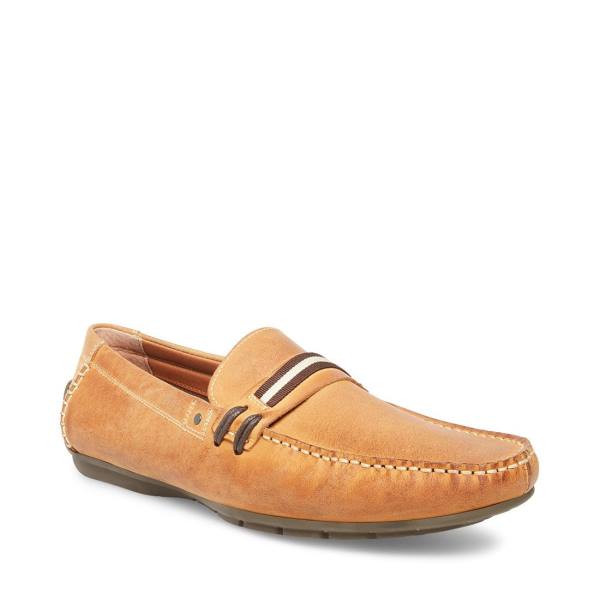 Steve Madden Grab Tan Leather Men's Sneakers Brown | SM-573FU