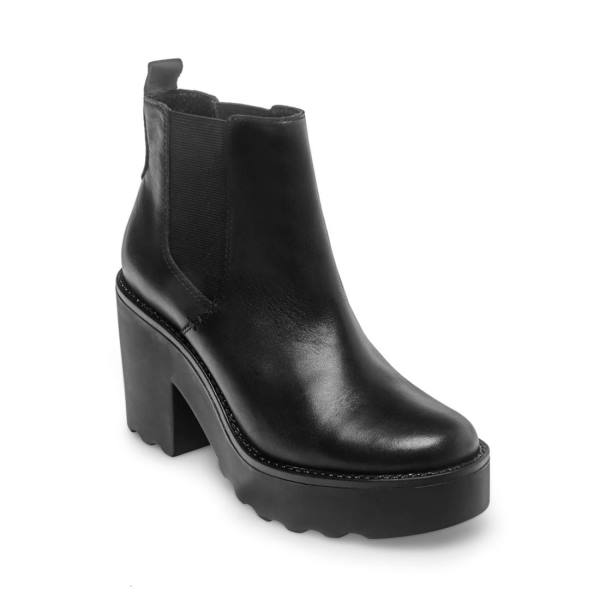 Steve Madden Gretta Leather Women's Booties Black | SM-834SB
