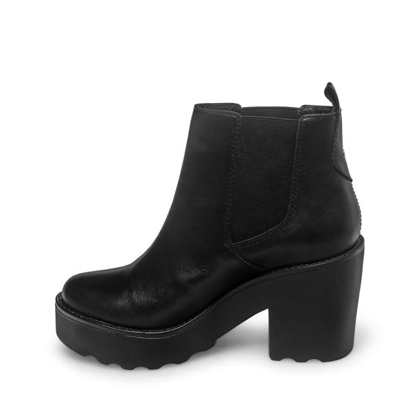 Steve Madden Gretta Leather Women's Booties Black | SM-834SB